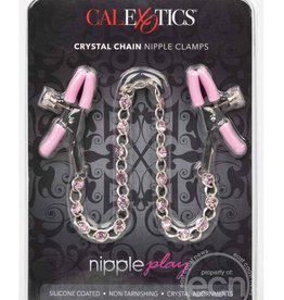 Calexotics Nipple Play Crystal Chain Nipple Clamps - Pink