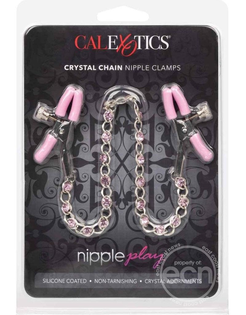 Calexotics Nipple Play Crystal Chain Nipple Clamps - Pink