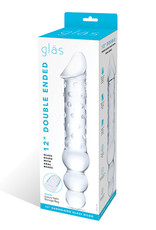 Glas Glas 12" Double Ended Glass Dildo w/Anal Beads - Clear