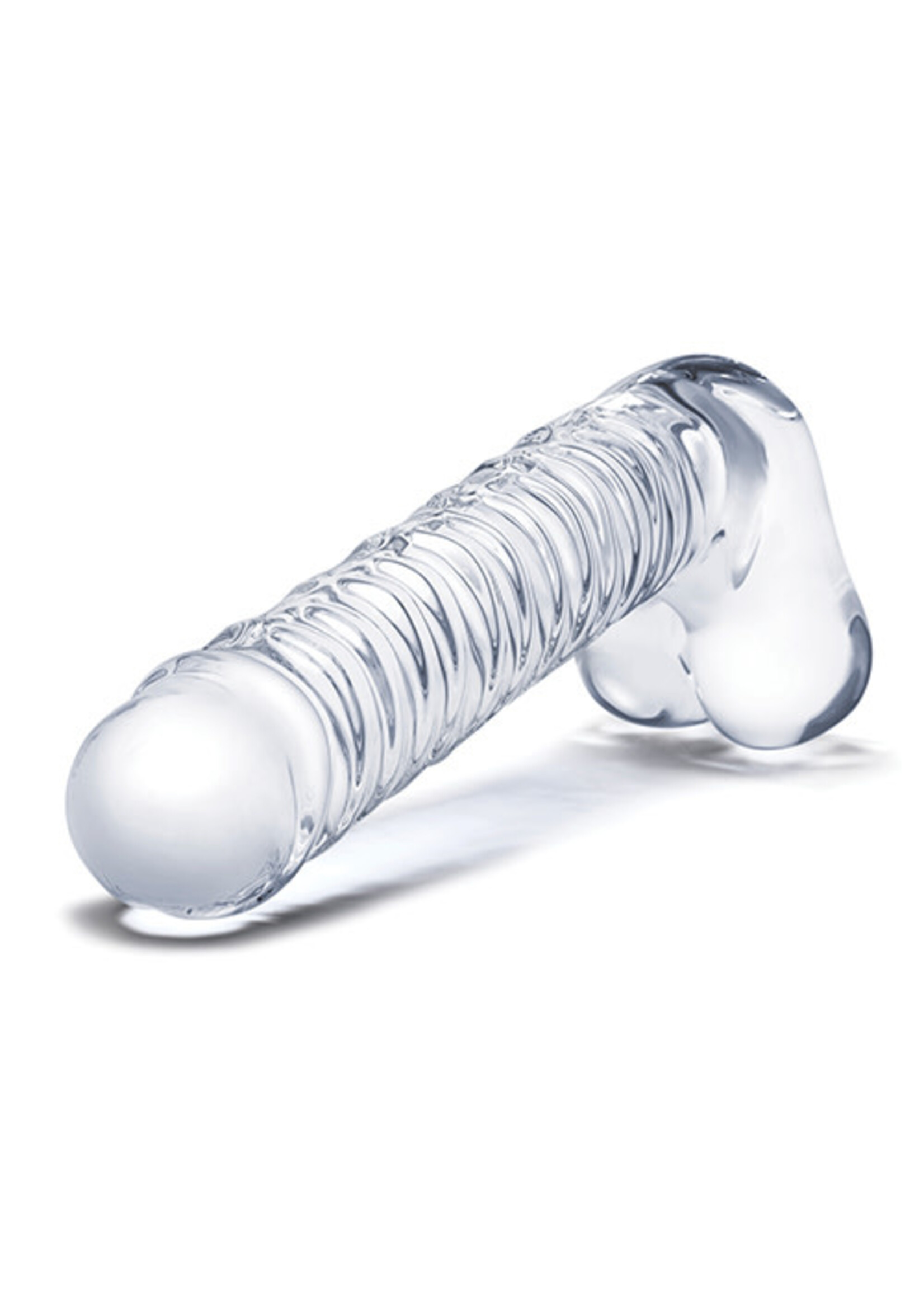 Glas Glas 8" Realistic Ribbed Glass G-Spot Dildo w/Balls - Clear