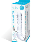 Glas Glas 8" Realistic Ribbed Glass G-Spot Dildo w/Balls - Clear
