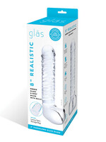 Glas Glas 8" Realistic Ribbed Glass G-Spot Dildo w/Balls - Clear