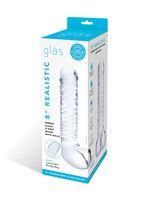 Glas Glas 8" Realistic Ribbed Glass G-Spot Dildo w/Balls - Clear