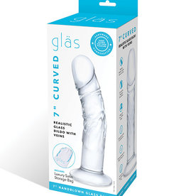 Glas Glas 7" Realistic Curved Glass Dildo w/Veins - Clear