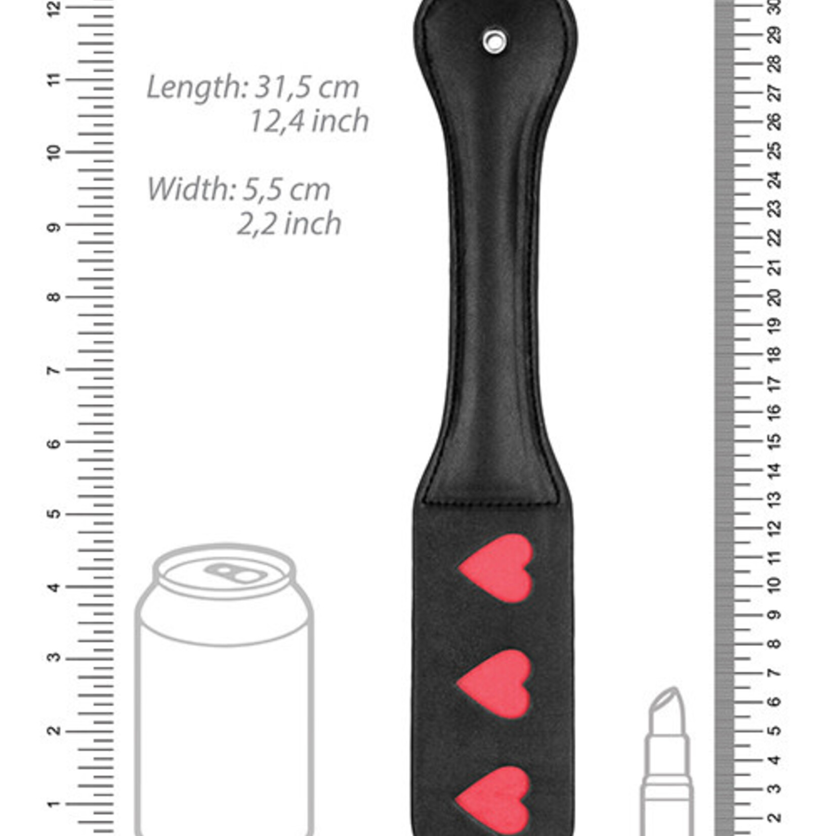 Shots Ouch! Shots Ouch Hearts Paddle - Black