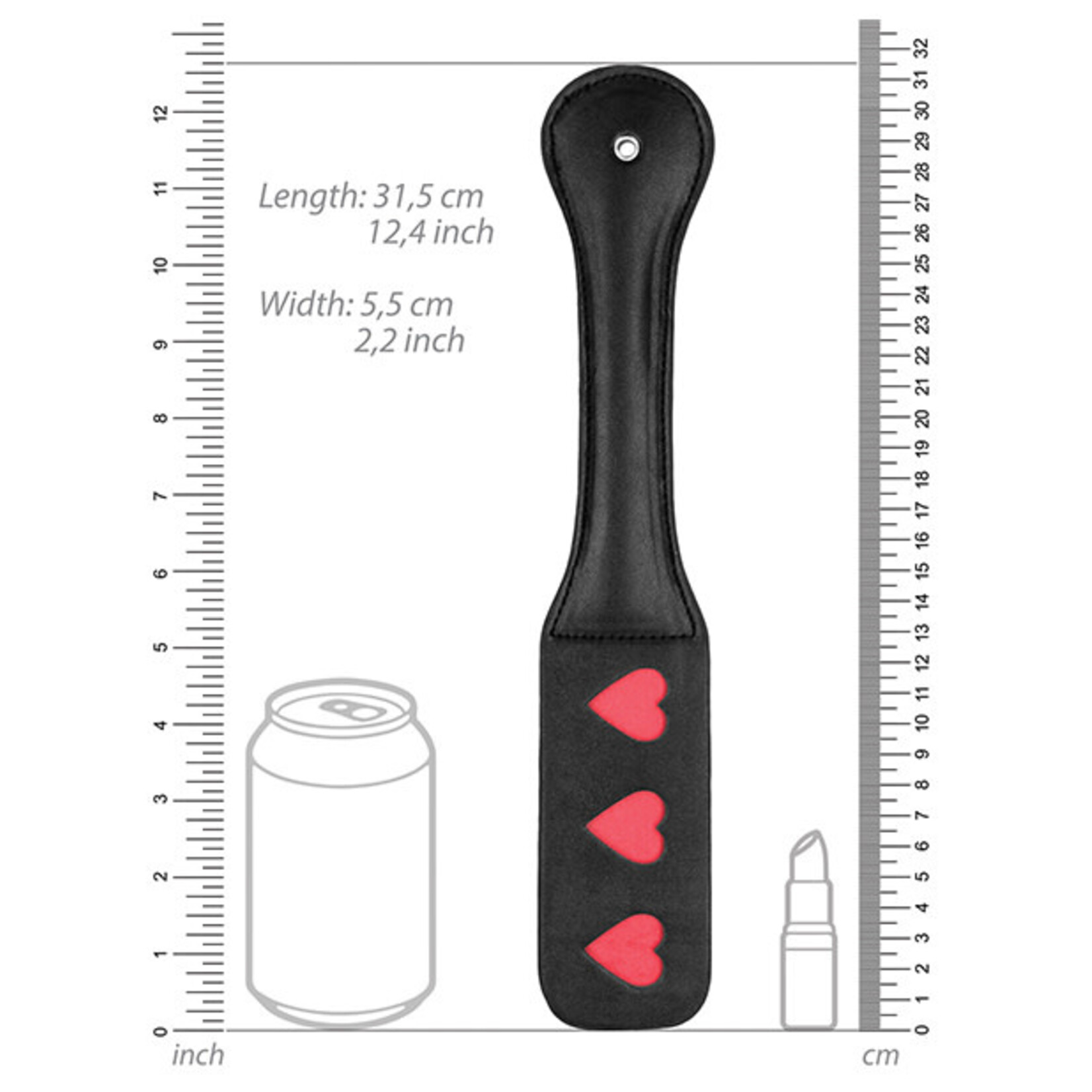 Shots Ouch! Shots Ouch Hearts Paddle - Black