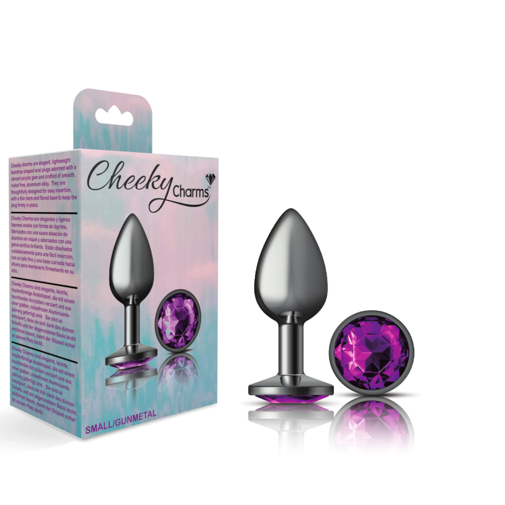 Viben Cheeky Charms - Gunmetal Metal Butt Plug - Round - Deep Purple