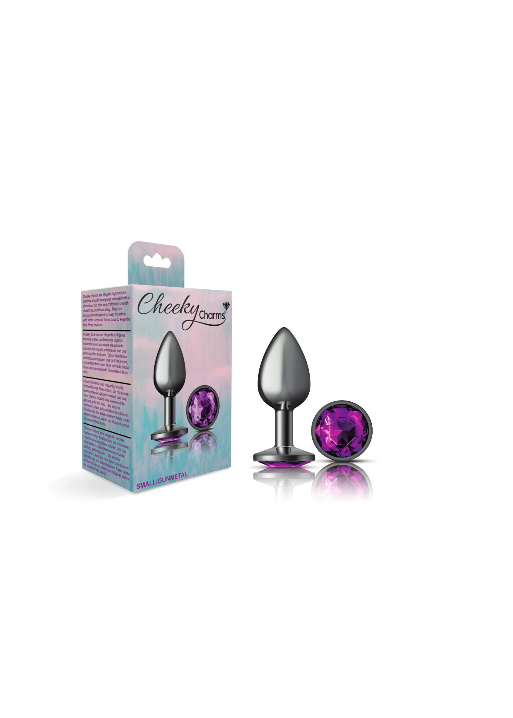 Viben Cheeky Charms - Gunmetal Metal Butt Plug - Round - Deep Purple