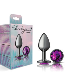 Viben Cheeky Charms - Gunmetal Metal Butt Plug - Round - Deep Purple