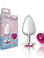 Viben Cheeky Charms - Silver Metal Butt Plug - Heart - Bright Pink