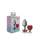 Viben Cheeky Charms - Gunmetal Metal Butt Plug - Heart - Dark Red