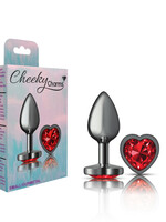 Viben Cheeky Charms - Gunmetal Metal Butt Plug - Heart - Dark Red