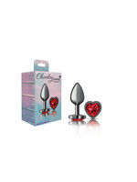 Viben Cheeky Charms - Gunmetal Metal Butt Plug - Heart - Dark Red