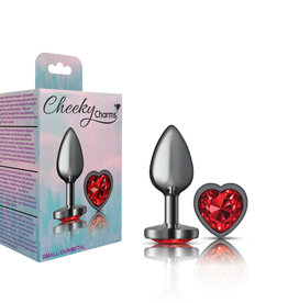 Viben Cheeky Charms - Gunmetal Metal Butt Plug - Heart - Dark Red