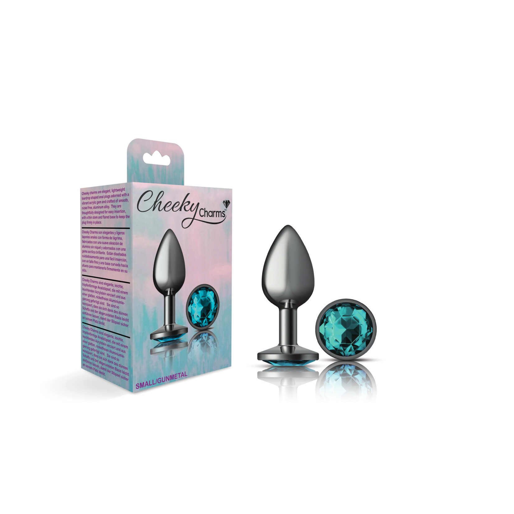 Viben Cheeky Charms - Gunmetal Metal Butt Plug - Round - Teal