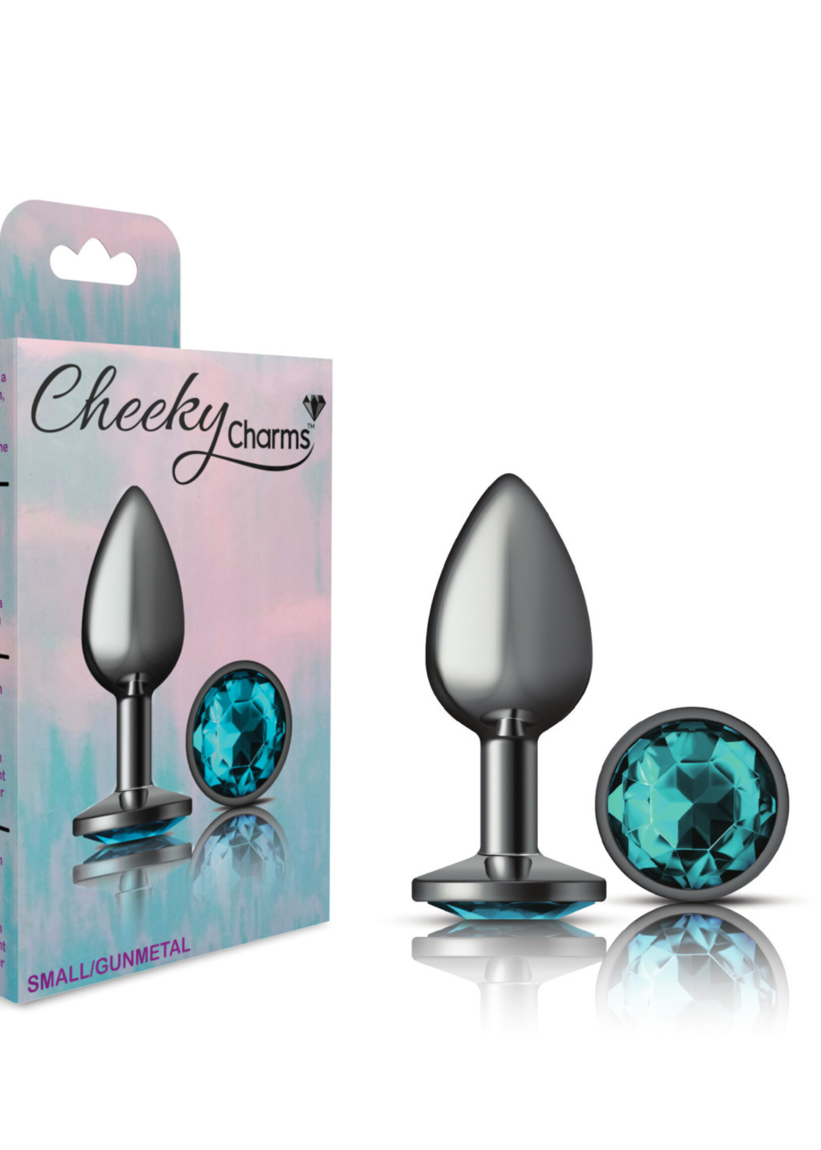 Viben Cheeky Charms - Gunmetal Metal Butt Plug - Round - Teal