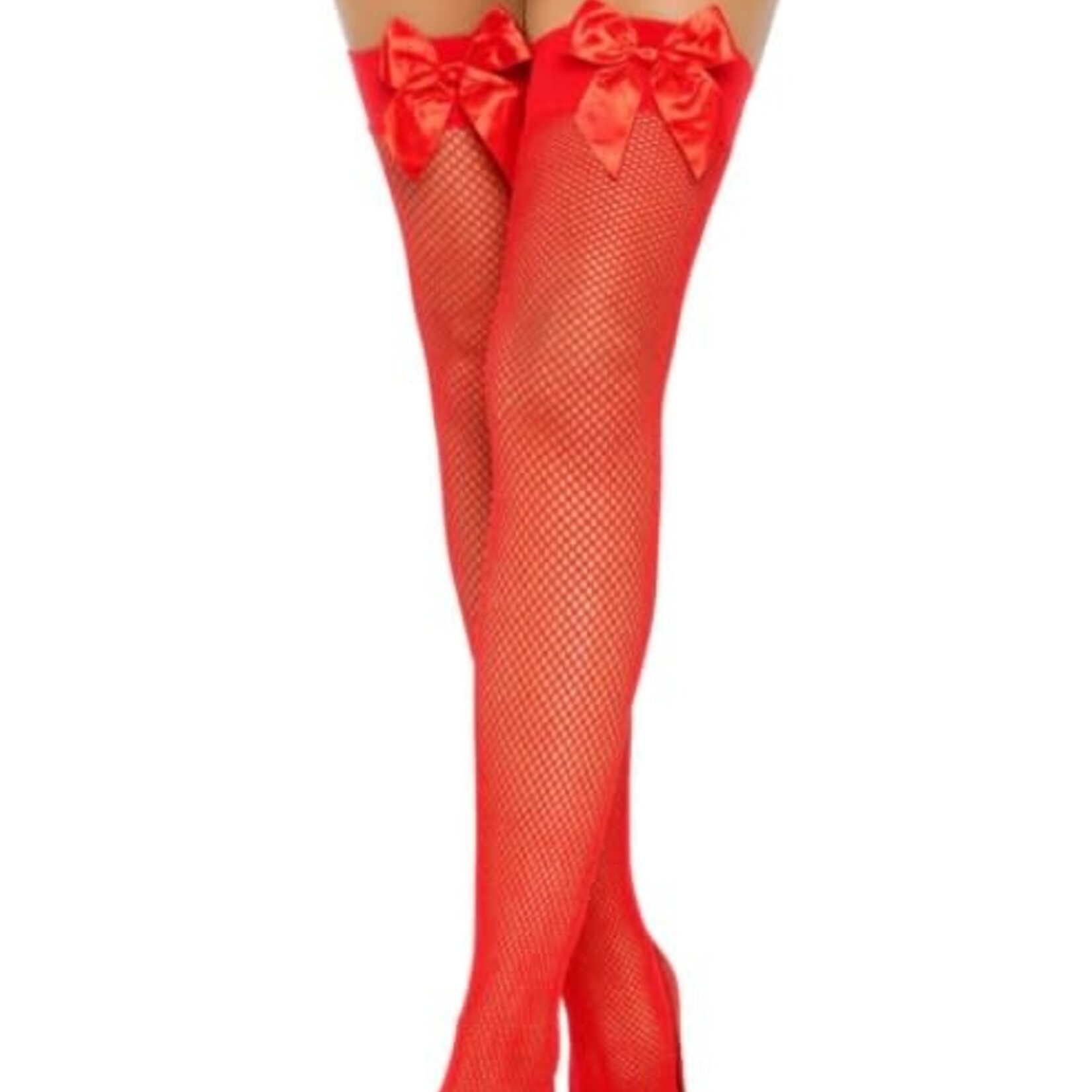 Leg Avenue Fishnet Stocking W/Bow O/S RED
