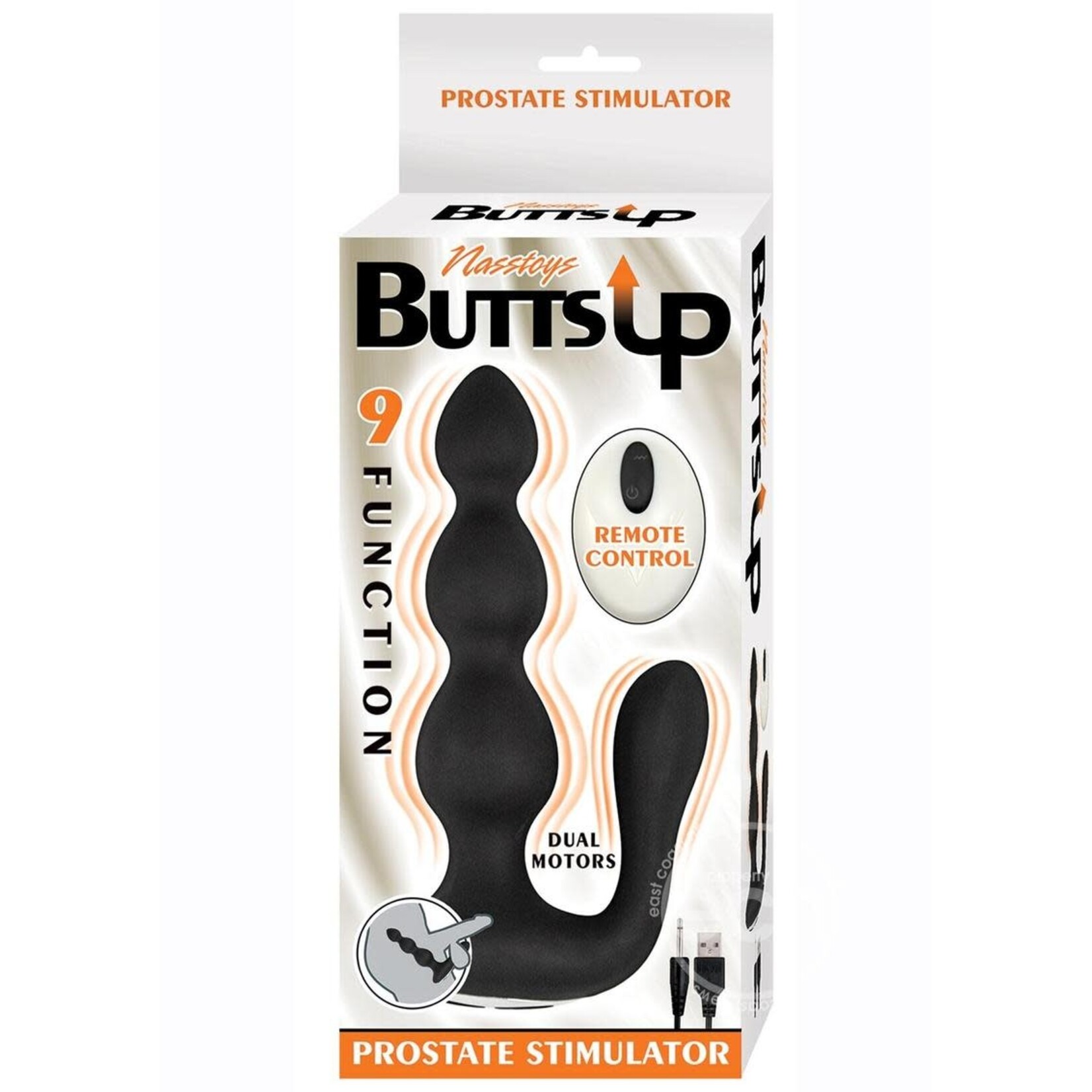 NassToys Butts Up Rechargeable Silicone Prostate Stimulator with Remote Control - Black