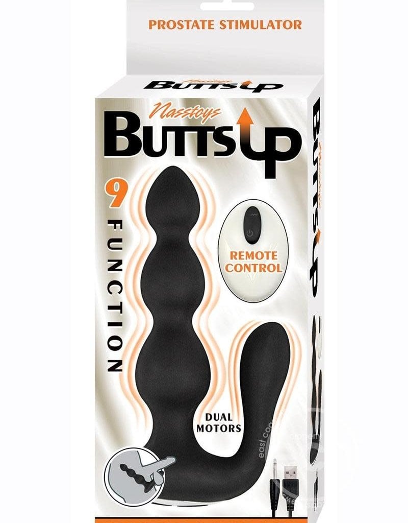 NassToys Butts Up Rechargeable Silicone Prostate Stimulator with Remote Control - Black