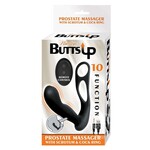 NassToys Butts Up Rechargeable Silicone Prostate Massager with Scrotum & Cock Ring - Black
