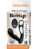 NassToys Butts Up Rechargeable Silicone Prostate Massager with Scrotum & Cock Ring - Black