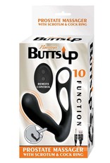 NassToys Butts Up Rechargeable Silicone Prostate Massager with Scrotum & Cock Ring - Black