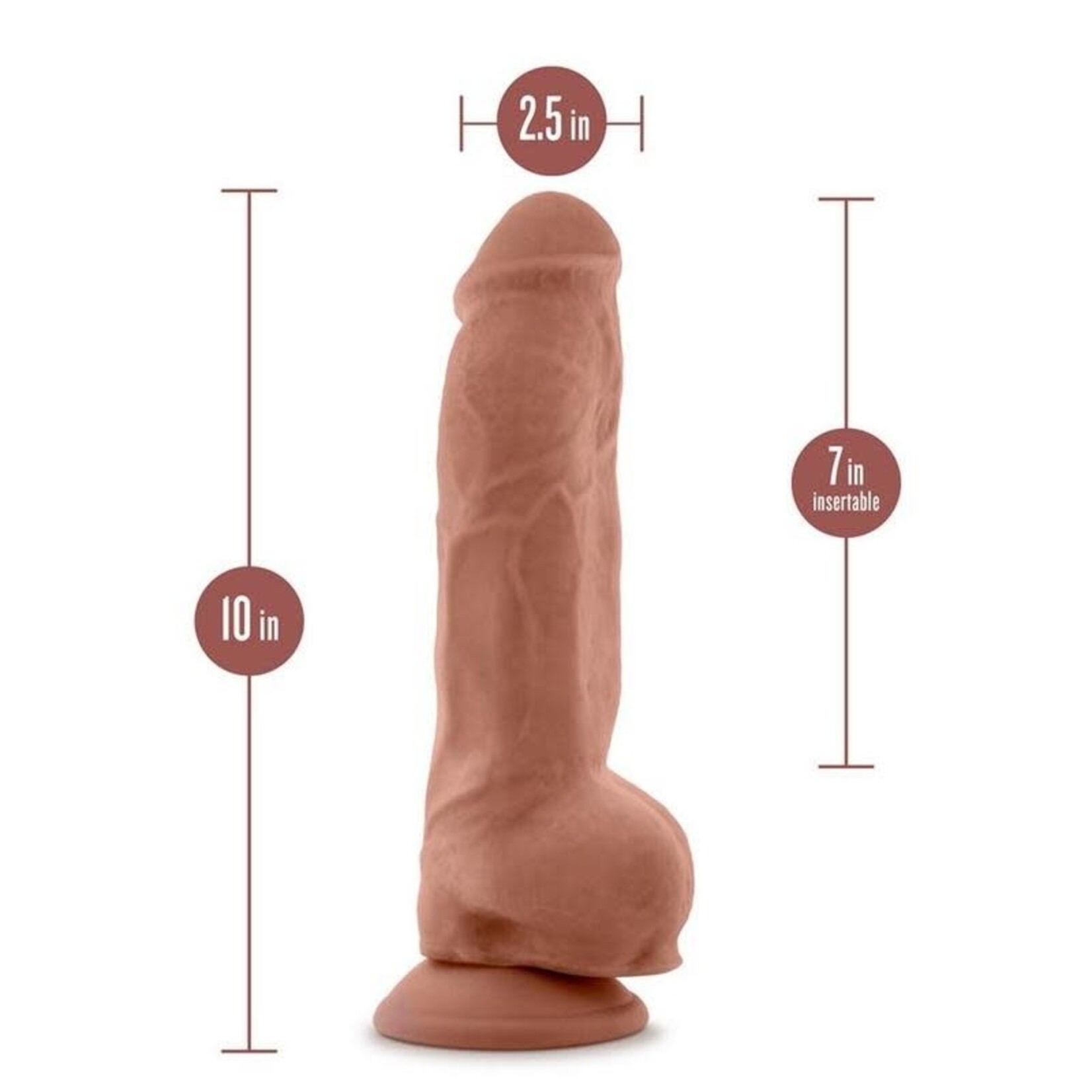 Blush Novelties Au Naturel Big Boy Dildo With Balls 10in - Caramel