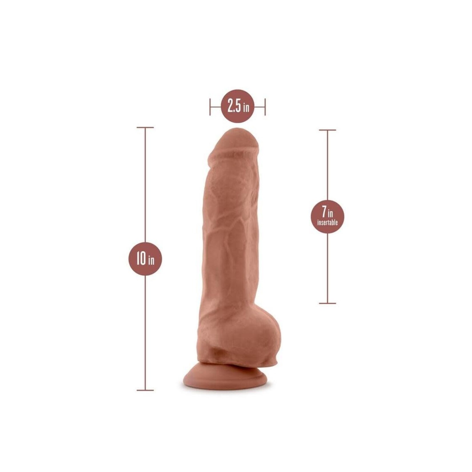 Blush Novelties Au Naturel Big Boy Dildo With Balls 10in - Caramel