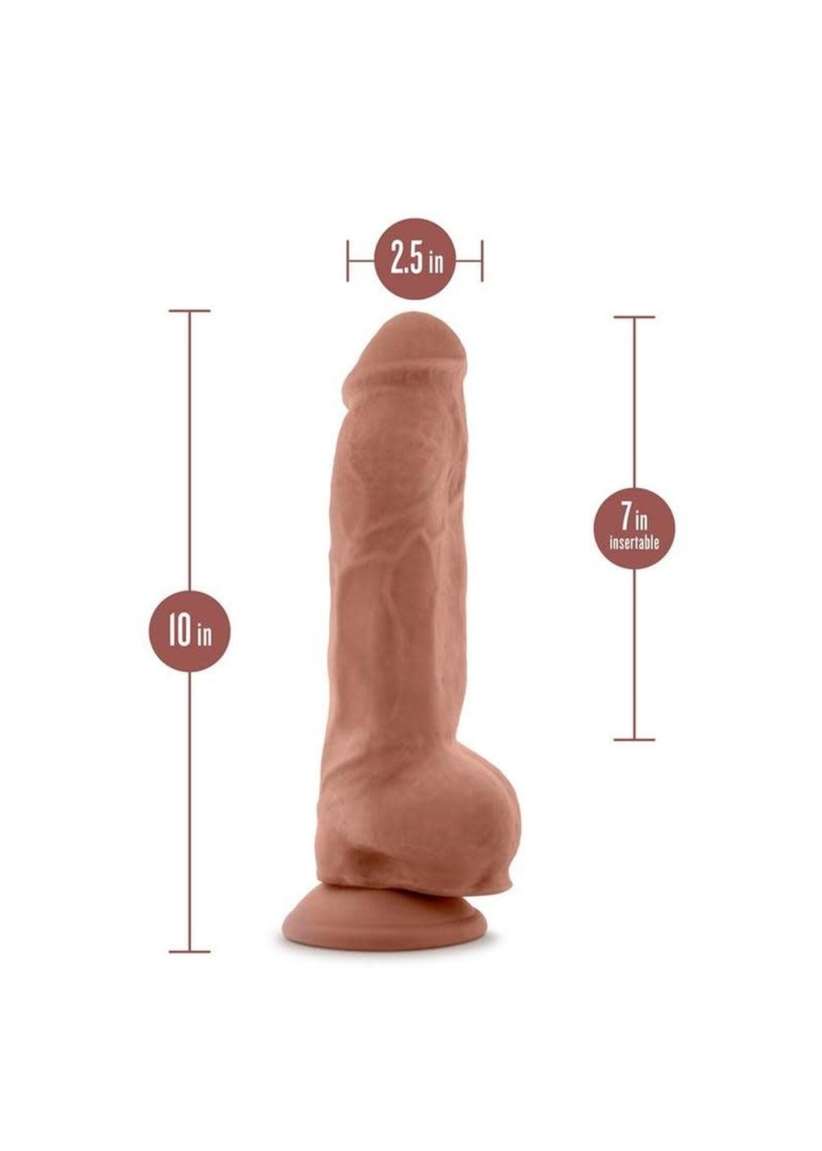 Blush Novelties Au Naturel Big Boy Dildo With Balls 10in - Caramel
