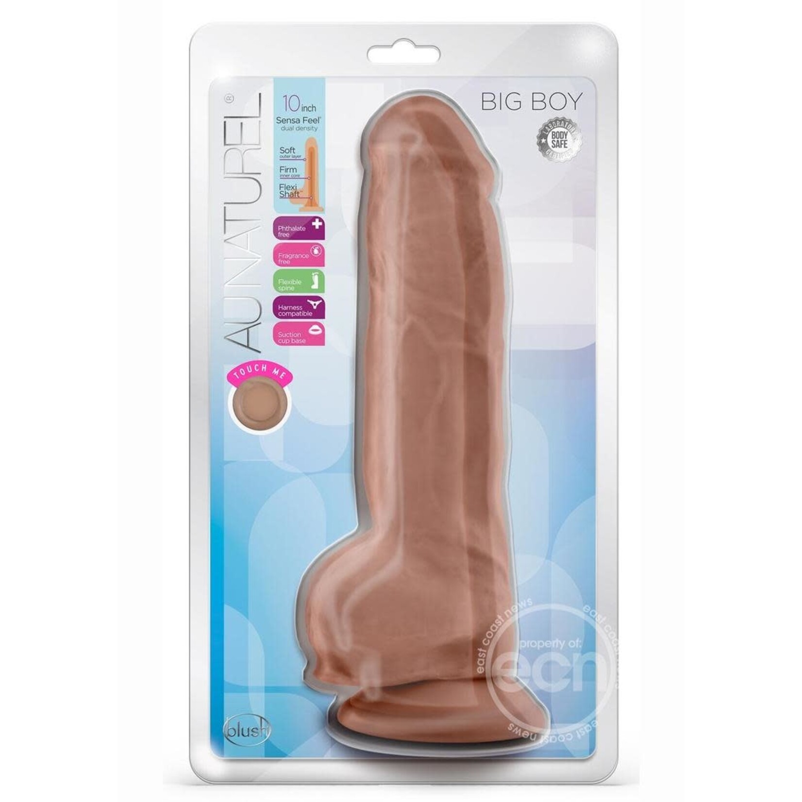 Blush Novelties Au Naturel Big Boy Dildo With Balls 10in - Caramel