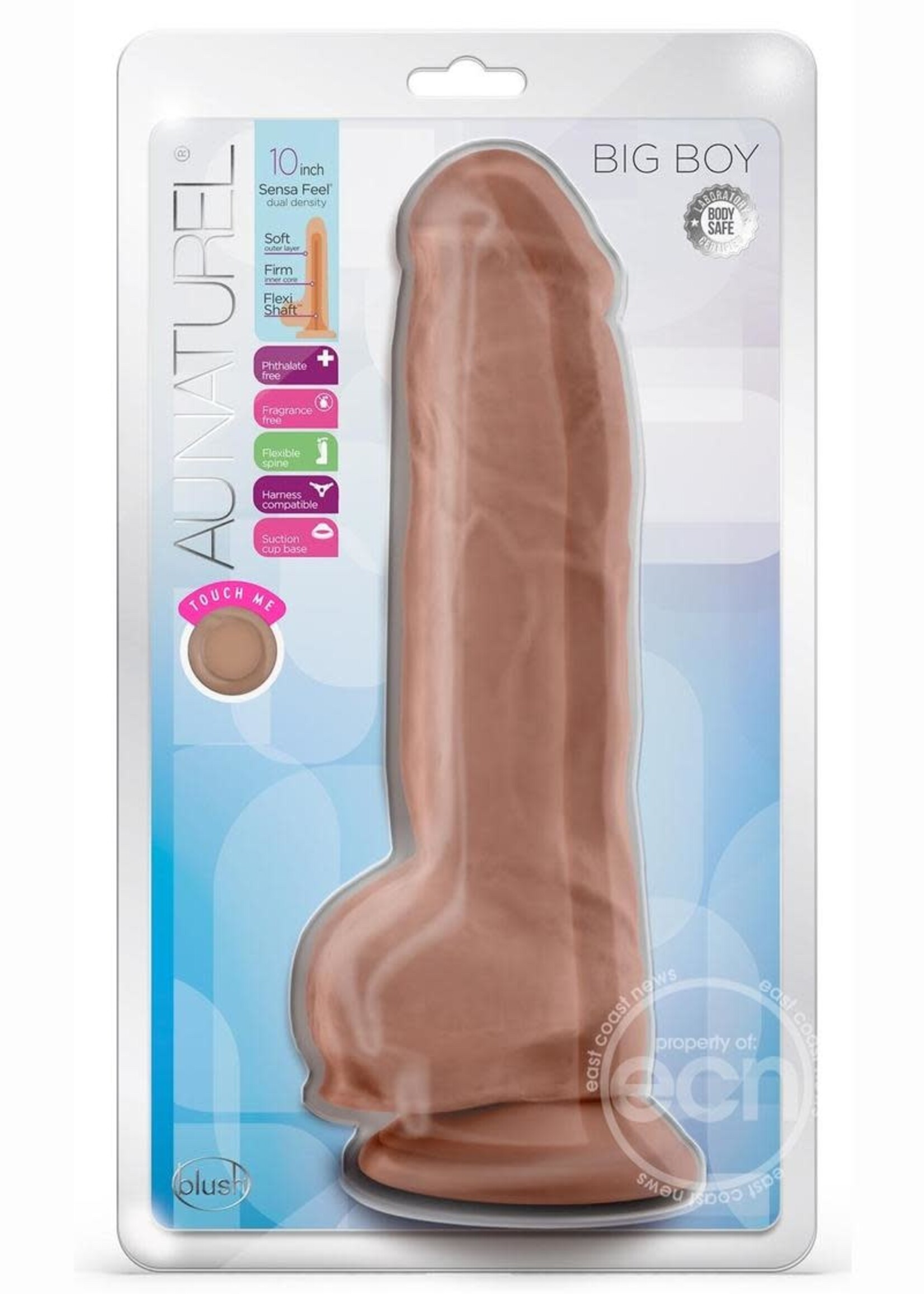 Blush Novelties Au Naturel Big Boy Dildo With Balls 10in - Caramel