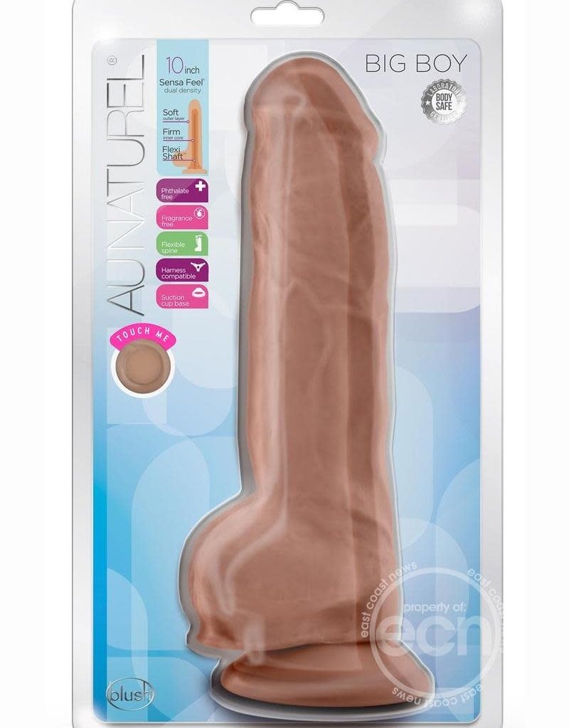 Blush Novelties Au Naturel Big Boy Dildo With Balls 10in - Caramel