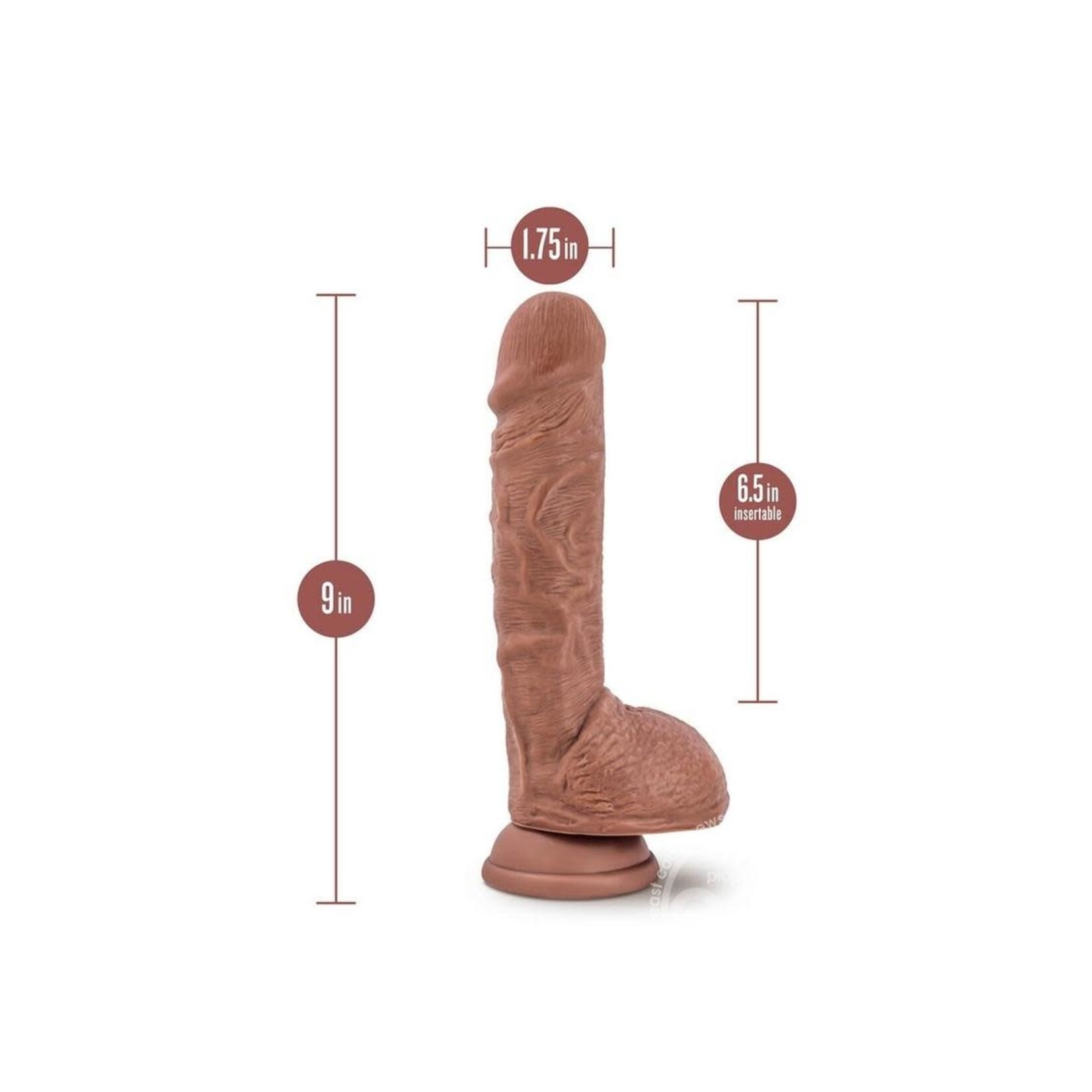 Blush Novelties Au Naturel Big Billy Dual Dense Dildo with Balls 9in - Caramel