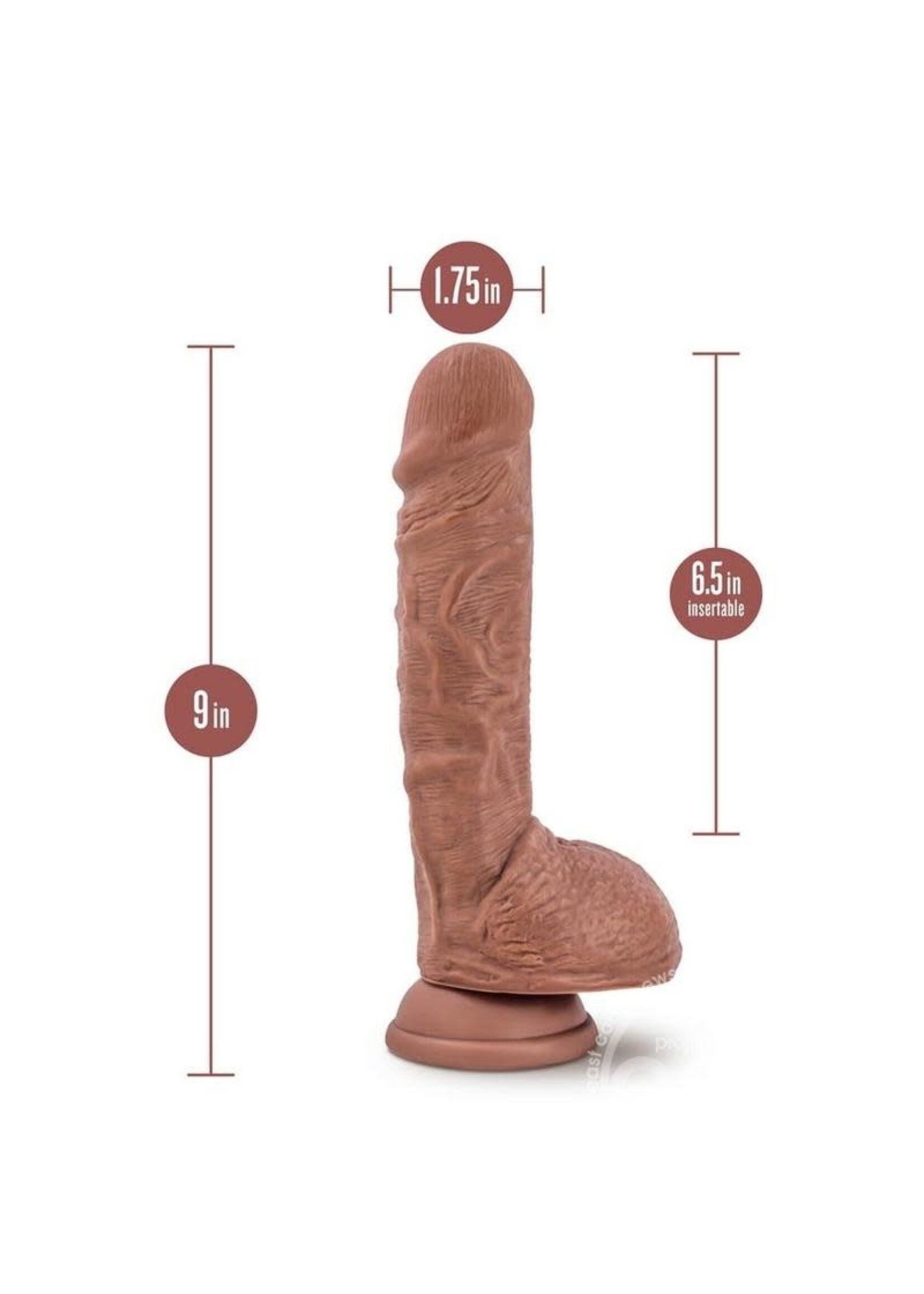 Blush Novelties Au Naturel Big Billy Dual Dense Dildo with Balls 9in - Caramel