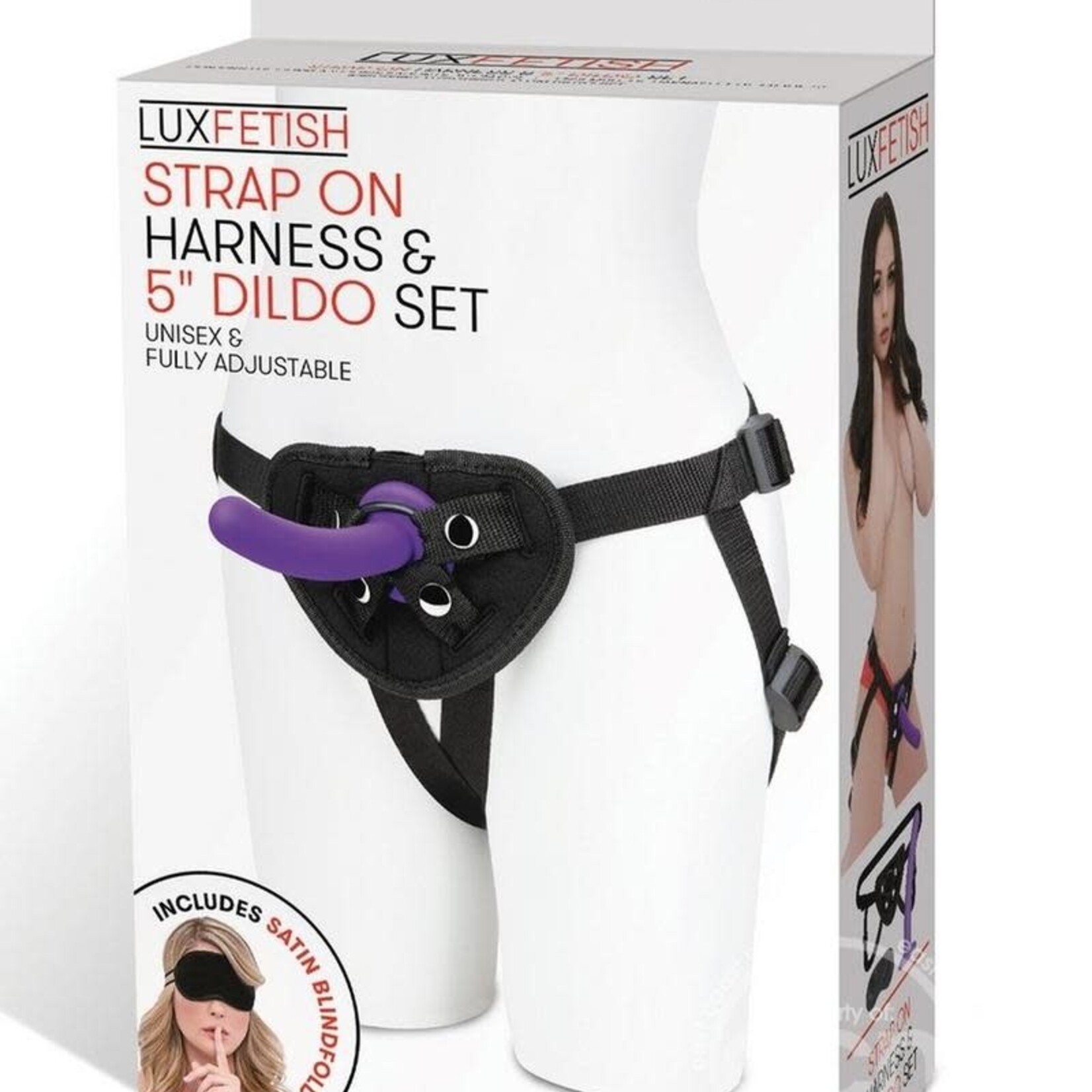 Lux Fetish Lux Fetish Strap on Harness & Silicone Dildo Set 5in - Black/Purple