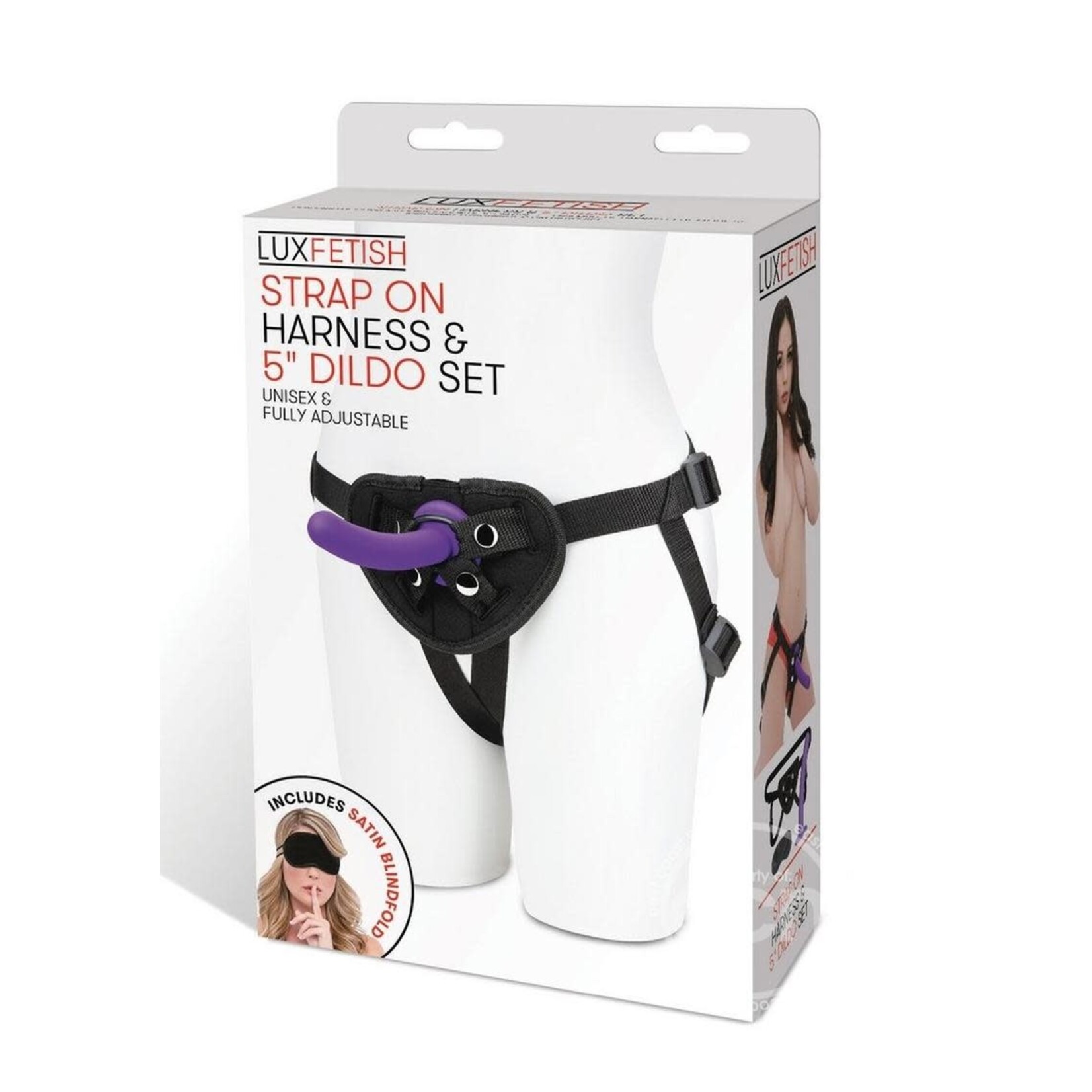 Lux Fetish Lux Fetish Strap on Harness & Silicone Dildo Set 5in - Black/Purple