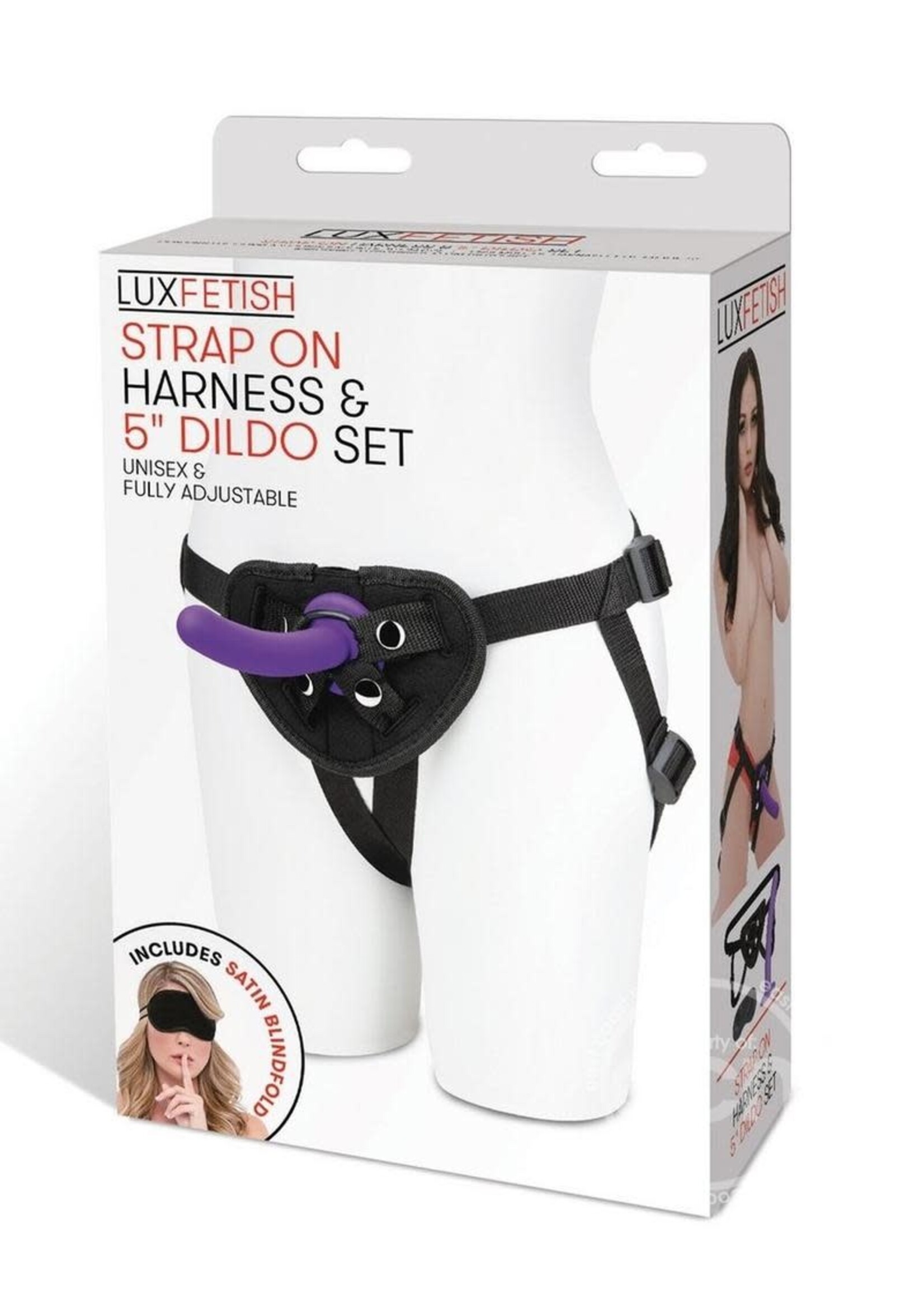 Lux Fetish Lux Fetish Strap on Harness & Silicone Dildo Set 5in - Black/Purple