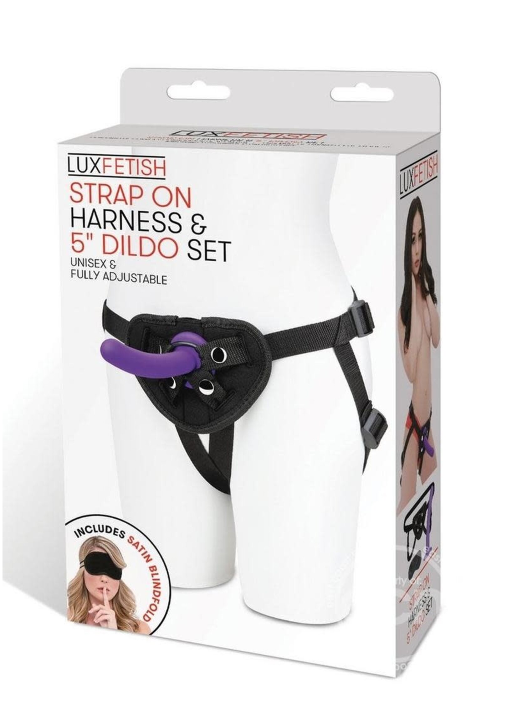 Lux Fetish Lux Fetish Strap on Harness & Silicone Dildo Set 5in - Black/Purple