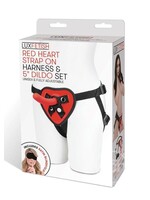 Lux Fetish Lux Fetish Red Heart Strap on Harness & Silicone Dildo Set 5in