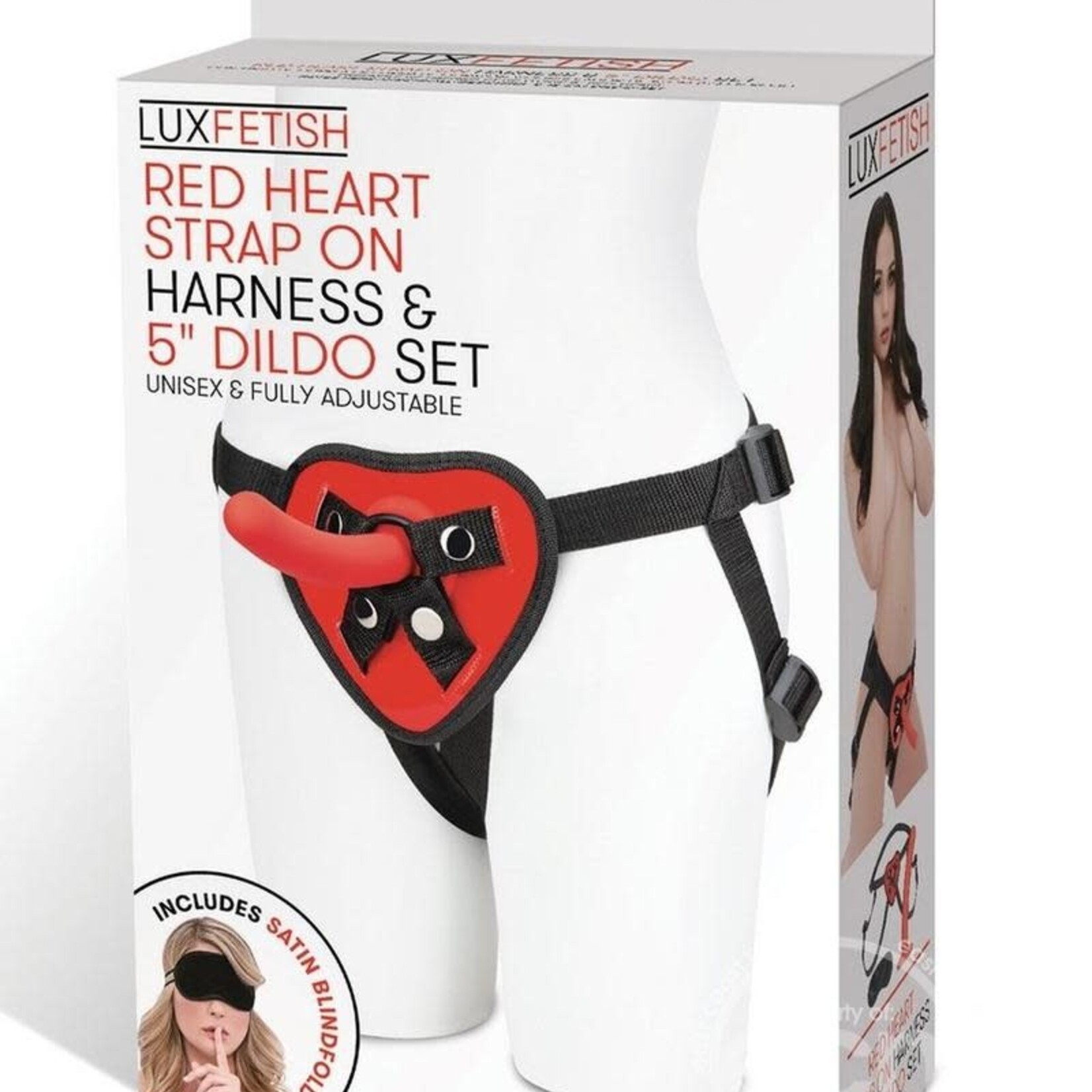 Lux Fetish Lux Fetish Red Heart Strap on Harness & Silicone Dildo Set 5in