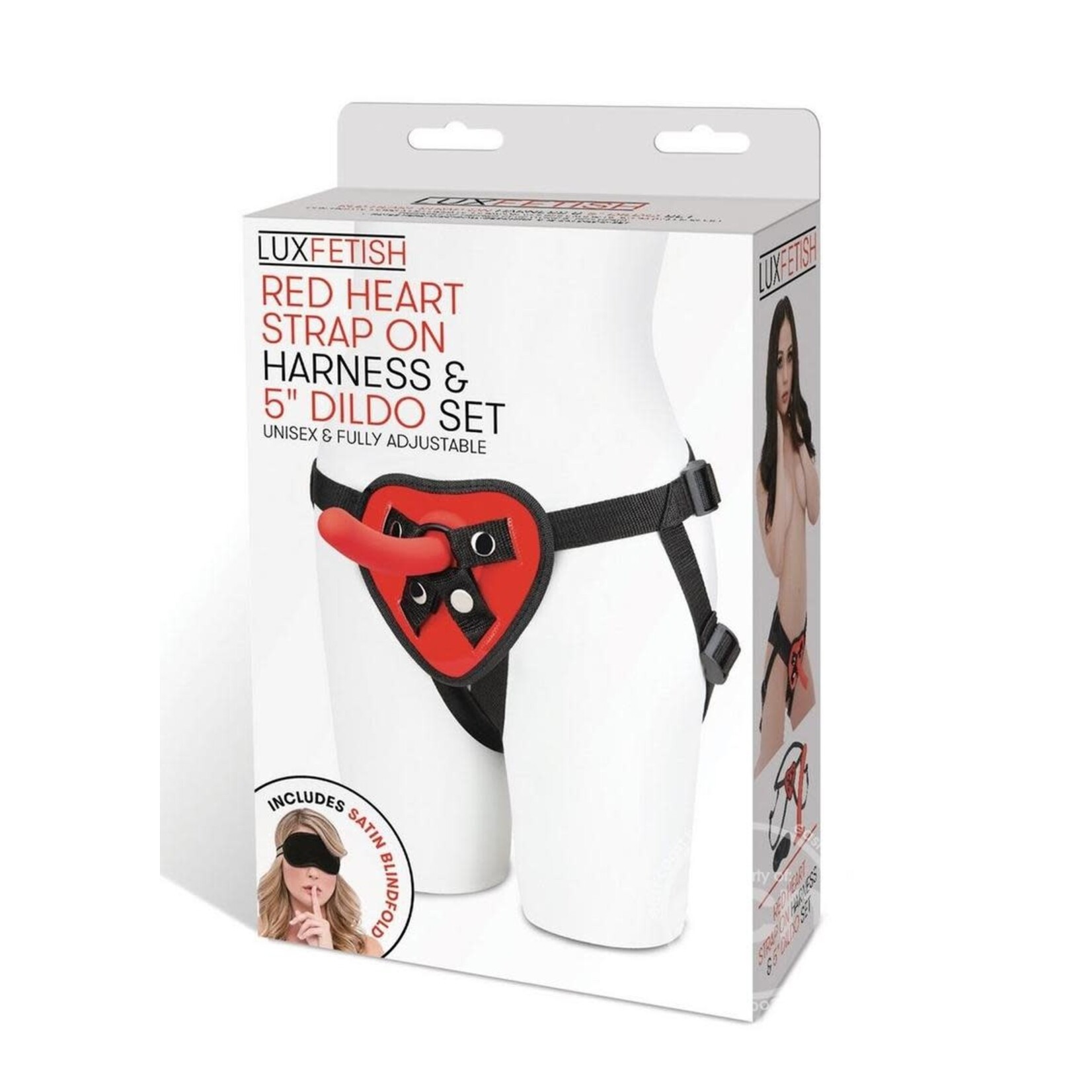 Lux Fetish Lux Fetish Red Heart Strap on Harness & Silicone Dildo Set 5in