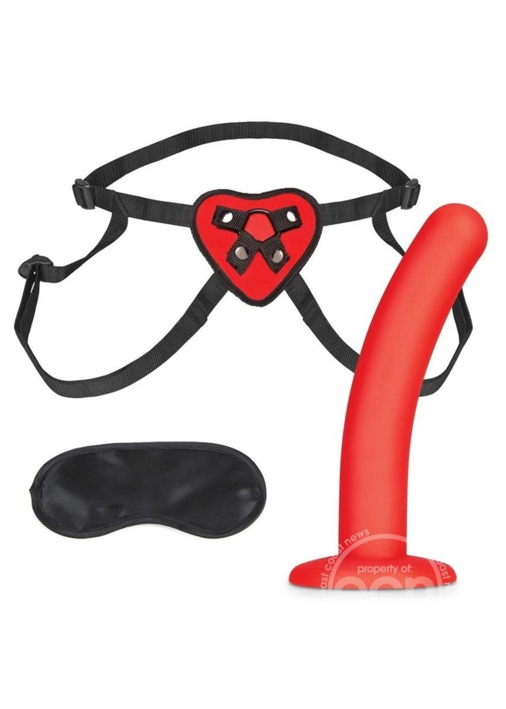 Lux Fetish Lux Fetish Red Heart Strap on Harness & Silicone Dildo Set 5in