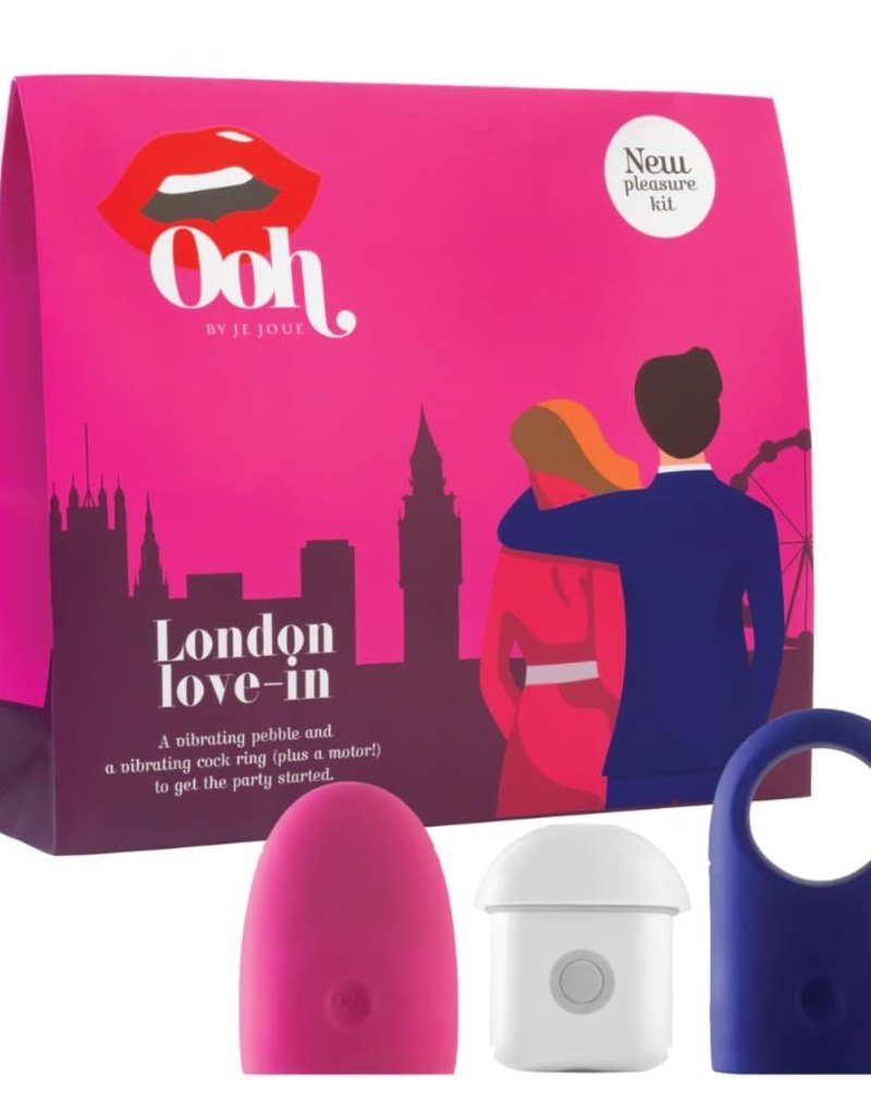 Ooh by Je Joue Ooh by Je Joue London Collection No 1 Vibrating Pebble & No 3 Cock Ring - Hot Pink/Electric Blue