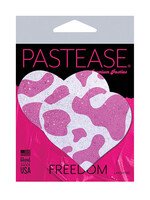Pastease Pastease Premium Cow Print Glittery Velvet Heart - Pink Strawberry O/S