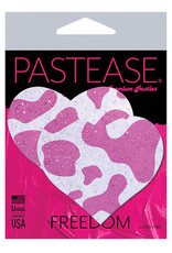Pastease Pastease Premium Cow Print Glittery Velvet Heart - Pink Strawberry O/S