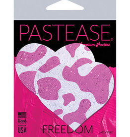 Pastease Pastease Premium Cow Print Glittery Velvet Heart - Pink Strawberry O/S