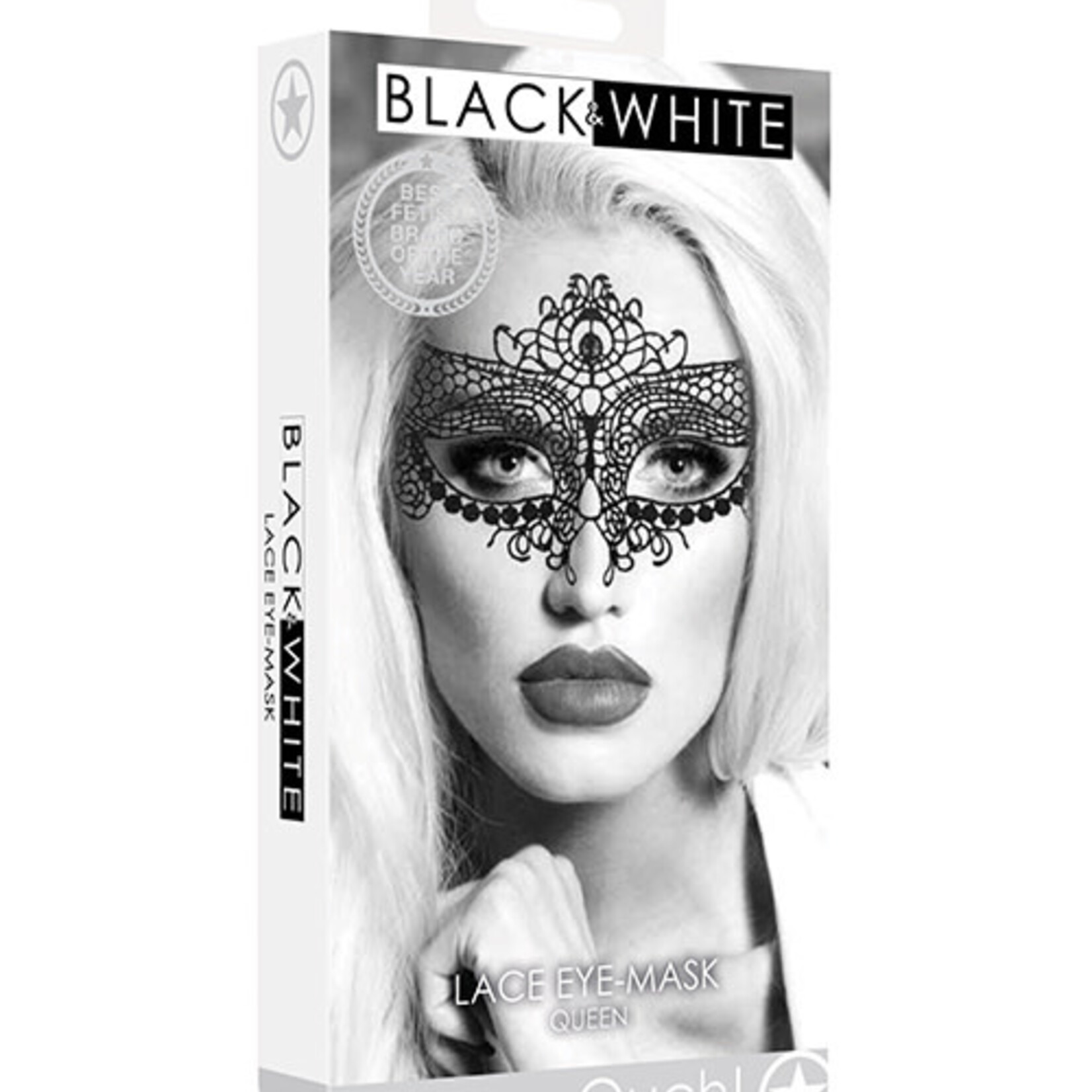 Shots Ouch! Shots Ouch Black & White Lace Eye Mask - Queen Black