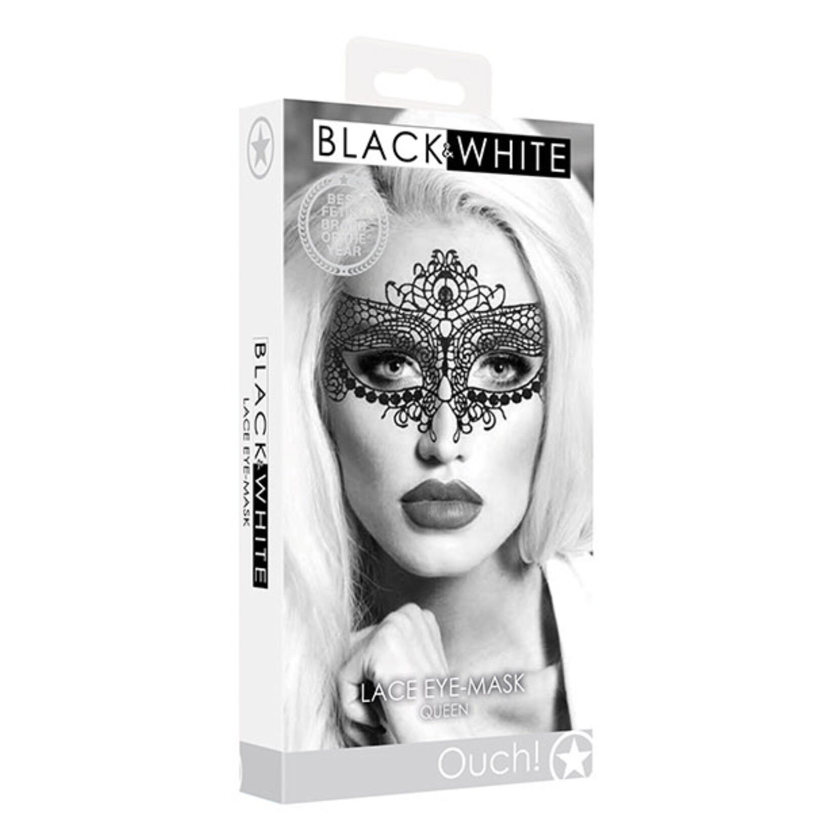 Shots Ouch! Shots Ouch Black & White Lace Eye Mask - Queen Black