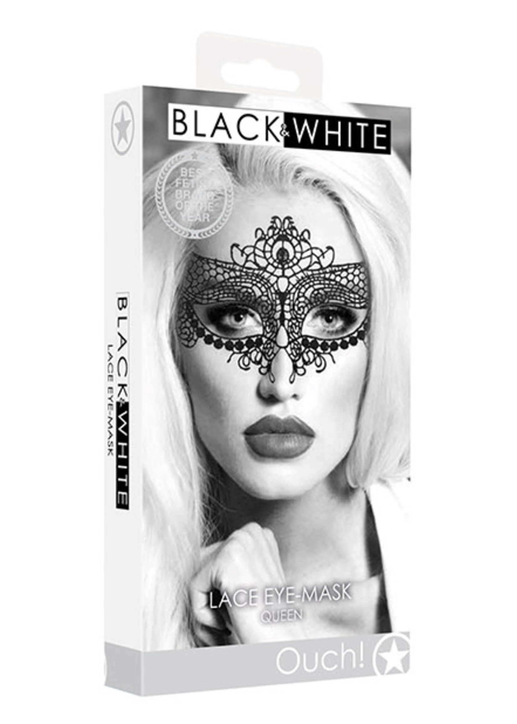 Shots Ouch! Shots Ouch Black & White Lace Eye Mask - Queen Black
