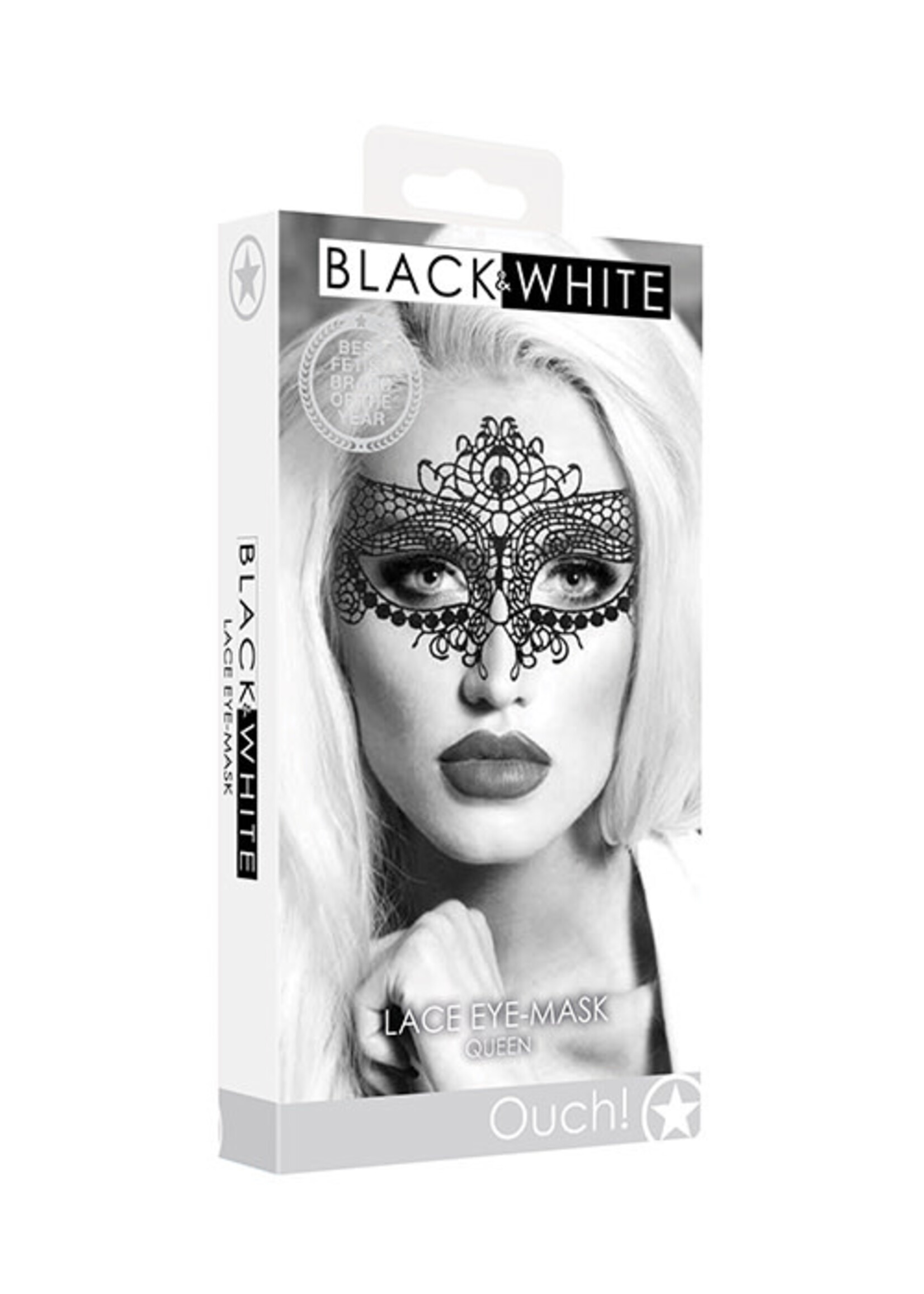 Shots Ouch! Shots Ouch Black & White Lace Eye Mask - Queen Black